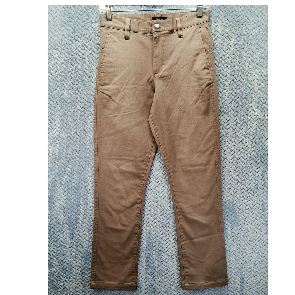 RVCA Boys Week-End Fit Chino Pants Tan Khaki Twill Size 27 School Wear